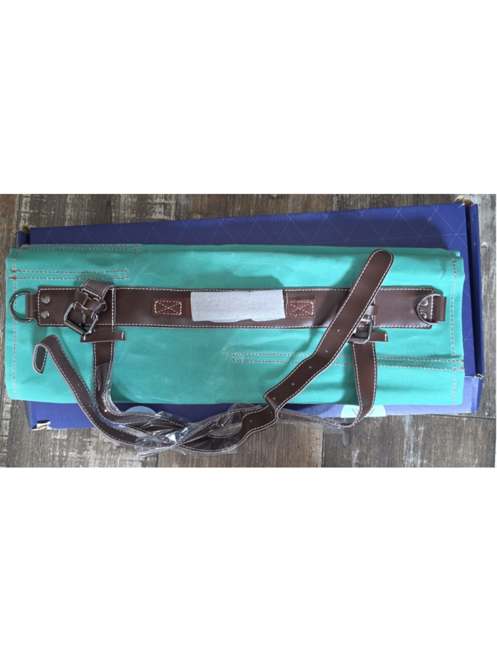 Sunday Best Kitchen Tool Roll Bag One Size Teal and Brown